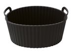 Black silicone air fryer basket with handles