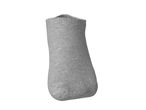 Single grey ankle sock, made of ribbed fabric, on a white background.