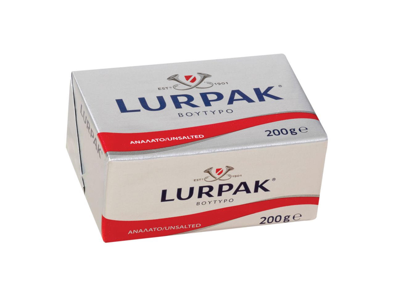 Δύο πακέτα Lurpak βουτύρου.