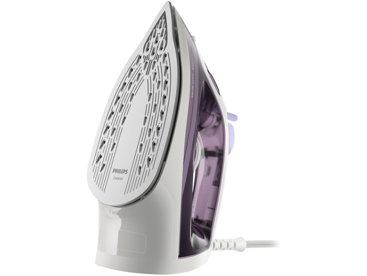 Philips® Fer à repasser vapeur, baltas-violetinis garinis lygintuvas su keramikiniu padu