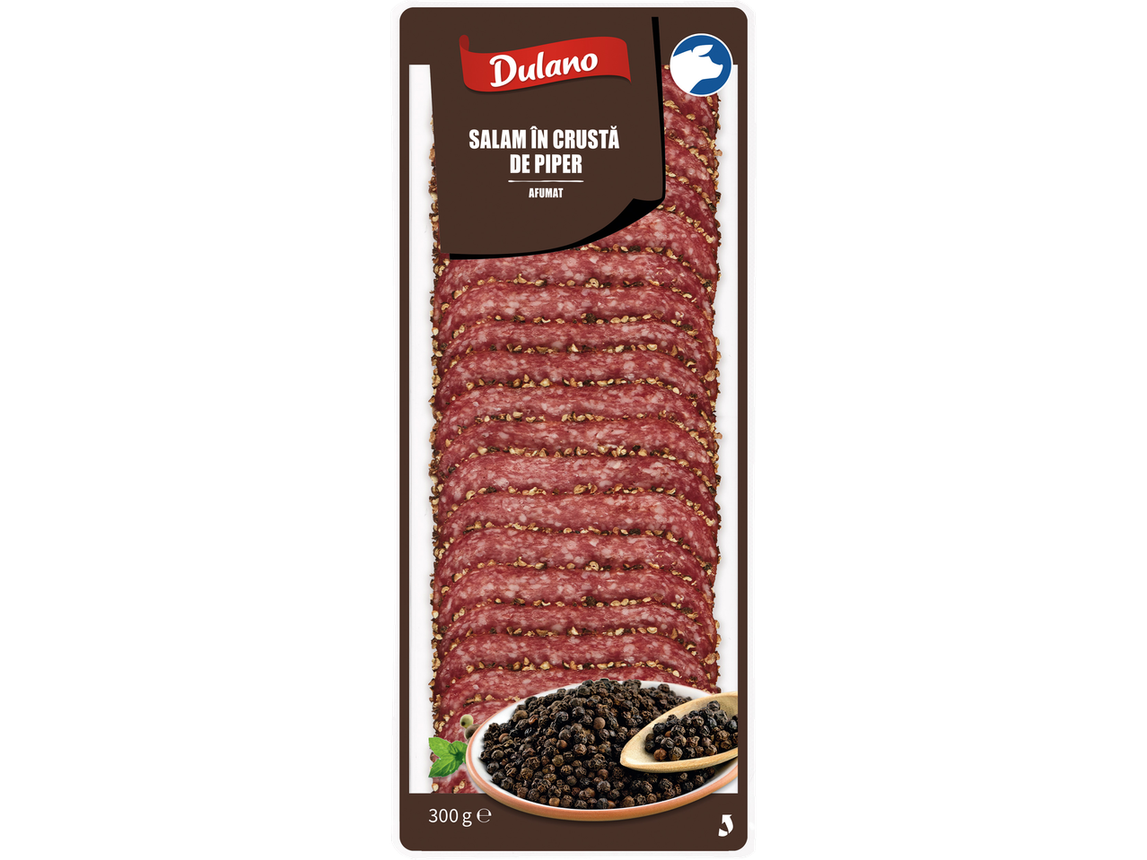 Dulano Salam în crustă de piper, afumat, 300g