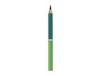 A green pencil with a dark green top and a lighter green bottom, sharpened to a point.
