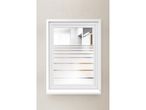 A white framed mirror with a Window Privacy Film
