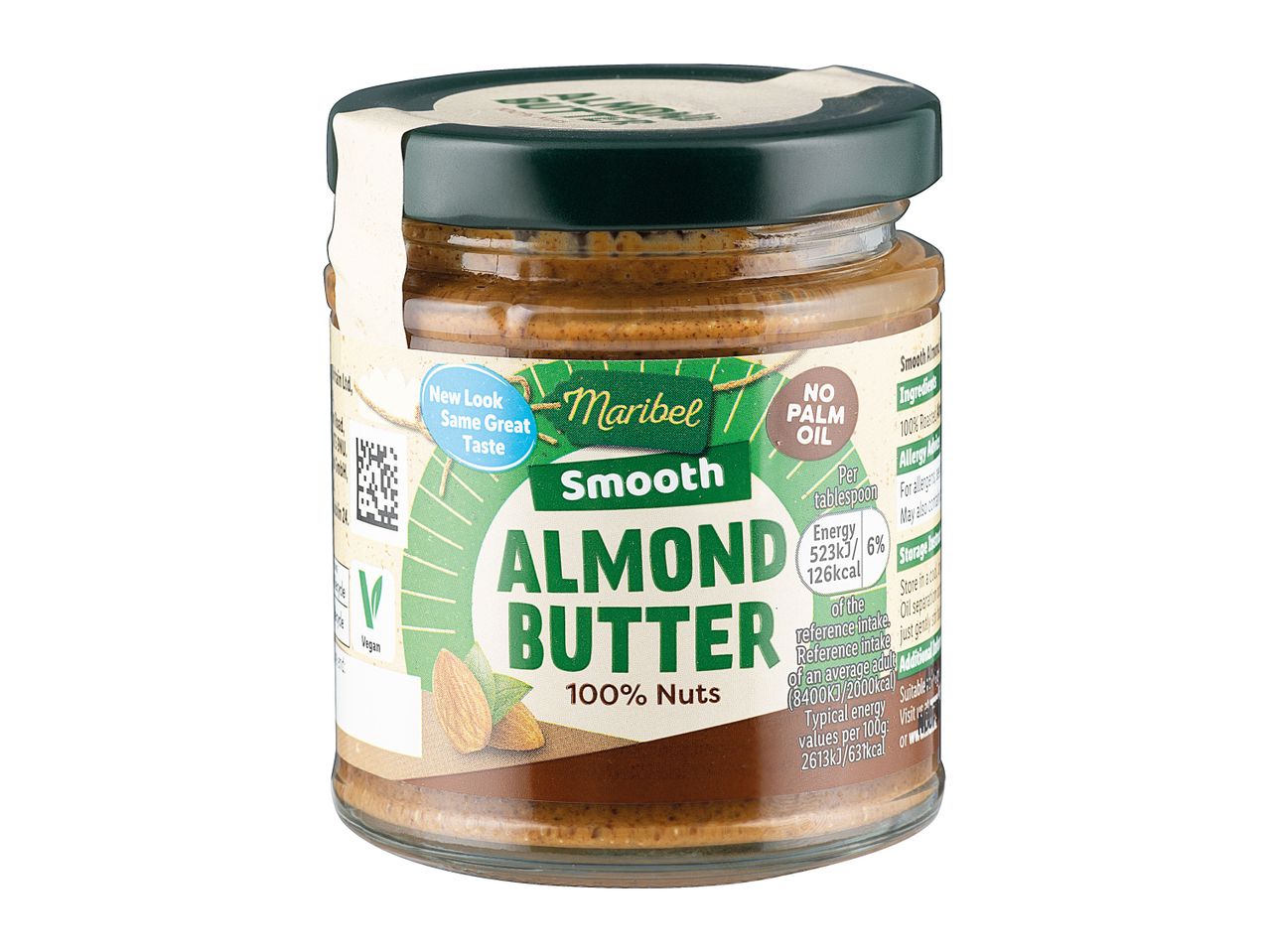 Maribel Smooth Almond Butter, 100% nuts, vegan.