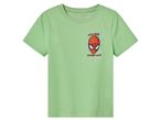 Fiúknak való világoszöld Spider-Man póló, 'Amazing Spider-Man' felirattal.