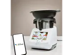 Smart kitchen robot with integrated screen and Google compatible app.
