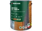 Parkside wood varnish for indoor and outdoor use, 50m² coverage, 100% recyclable.