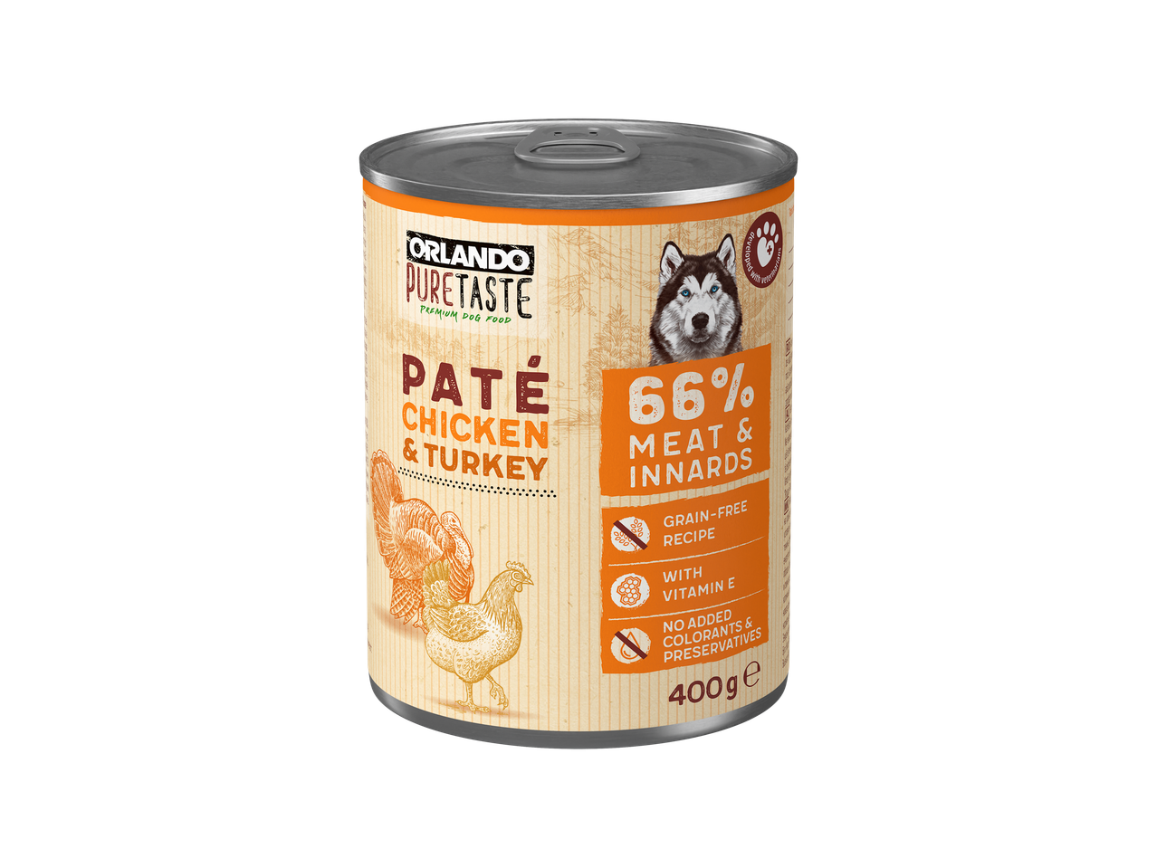Conserve Orlando PureTaste pateu de pui și curcan pentru câini
