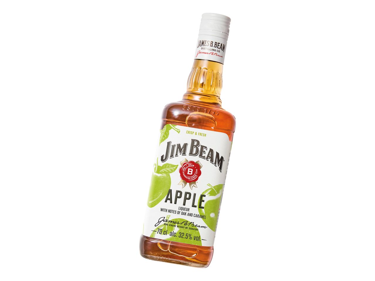 Jim Beam Apple likőr palack, friss és ropogós alma ízével.