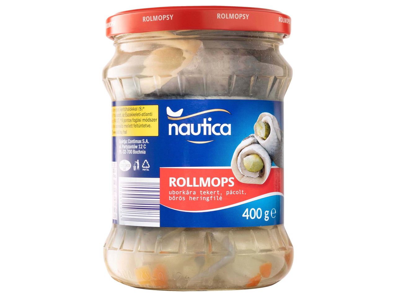 Nautica Rollmops üvegben: pácolt hering, 400g.