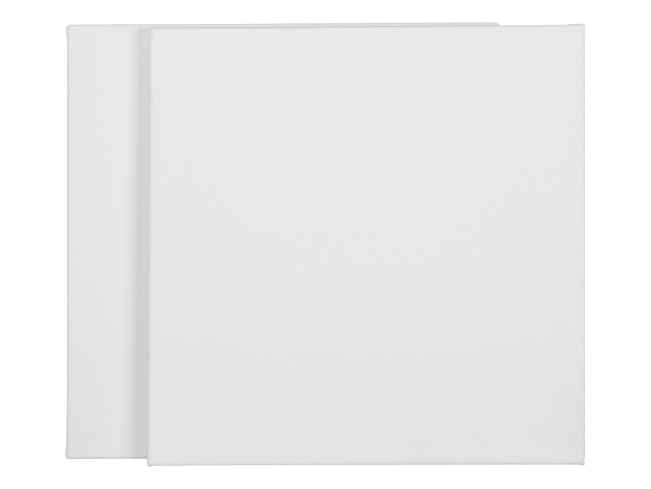 Two blank white canvases, one slightly behind the other,