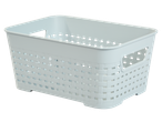 Cesto de arrumação de plástico branco W5 com design entrançado