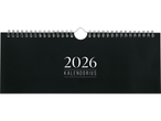 Juodas 2026 metų sieninis kalendorius su spirale ir užrašu „KALENDORIUS“.