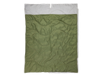 Olive green Crivit sleeping bag with cream interior.