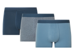 Pakiranje od tri muške bokserice u tamnoplavoj, sivoj i svijetloplavoj boji.