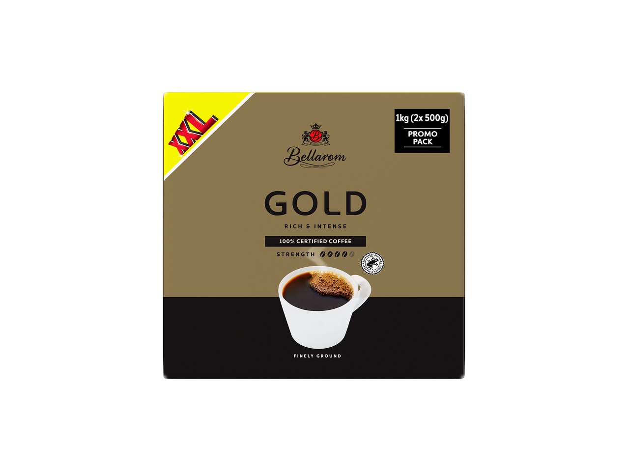 XL pack Bellarom Gold ground coffee: rich and intense.