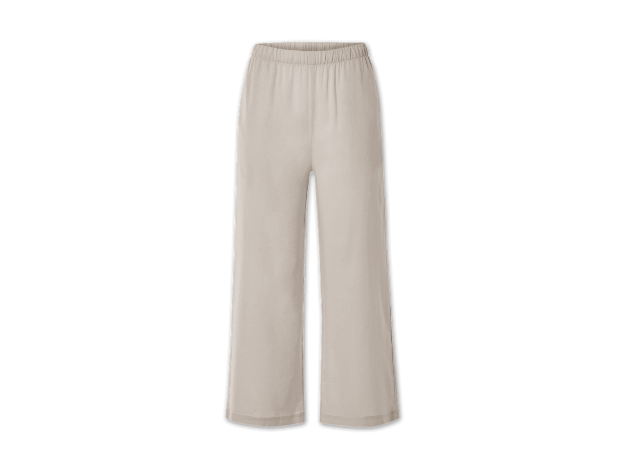 Beigefarbene weite Hose.