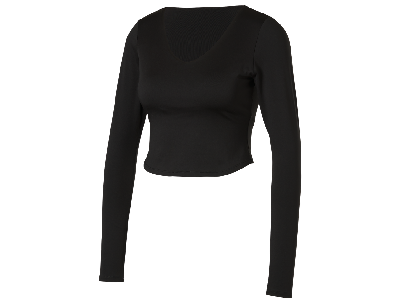 Черна дамска блуза с дълъг ръкав и V-образно деколте