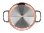 Bottom of a Silvercrest copper-colored cooking pot with stainless steel base