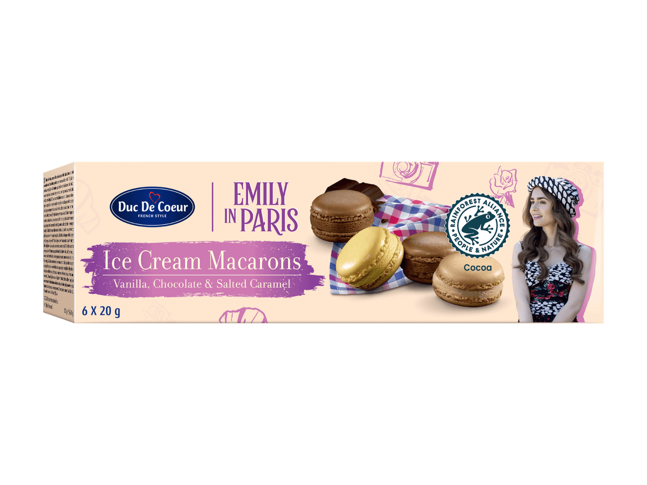 Jäätelöllä täytetty macaron-leivos
