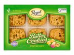 A box of 12 pistachio butter cookies with a green packaging design.