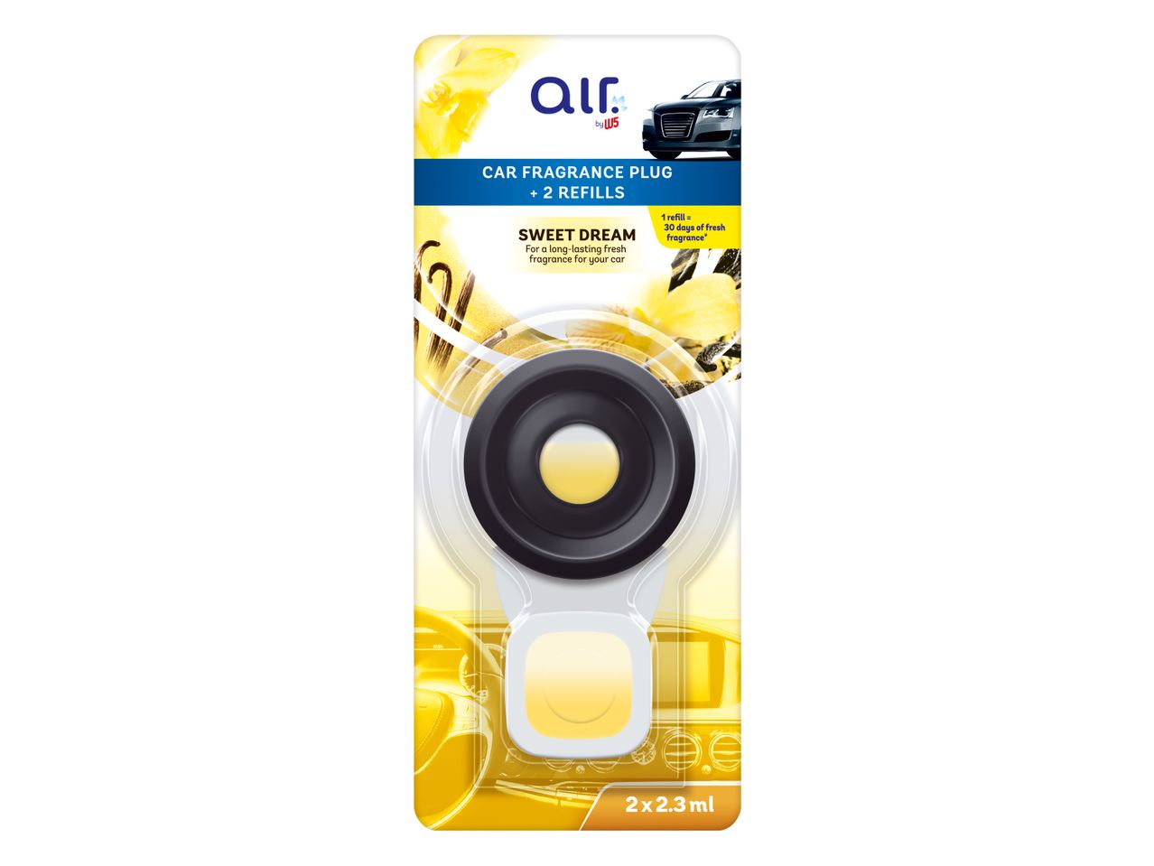 Air Wick car air freshener in Lemon Zest scent.
