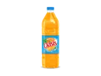 Fles tropische vruchtendrank met sinaasappel, mango en passievrucht op het etiket