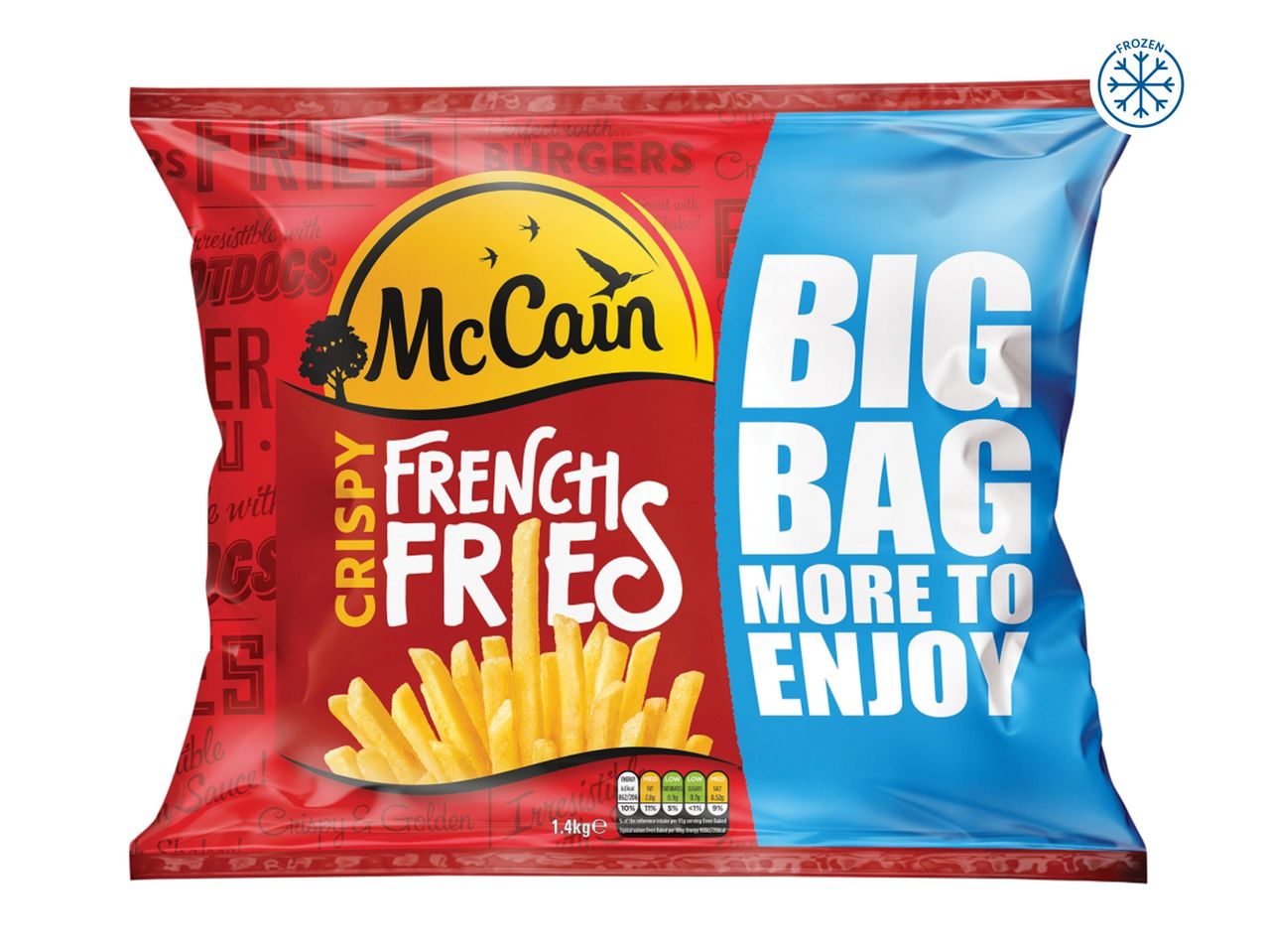 A bag of McCain's Crispy French Fries, a big bag with more to enjoy.