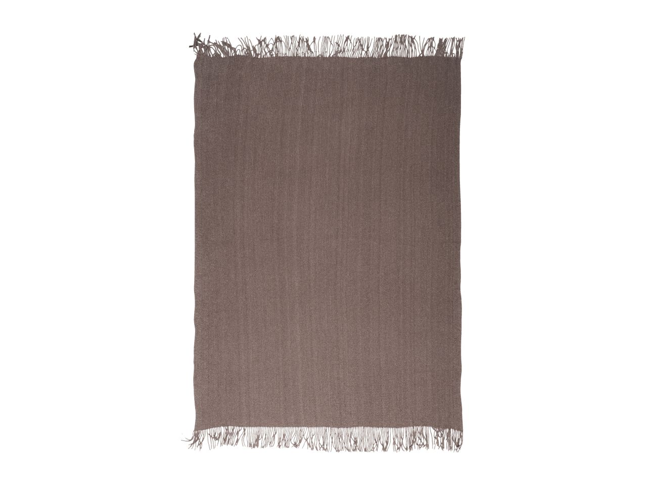 Brown woven throw blanket with fringed edges
