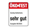 ÖKO-TEST bewertet Sondey Butterkekse mit 'sehr gut' (Ausgabe 06/2025).
