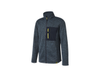 Dark grey melange zip-up fleece jacket with navy details.