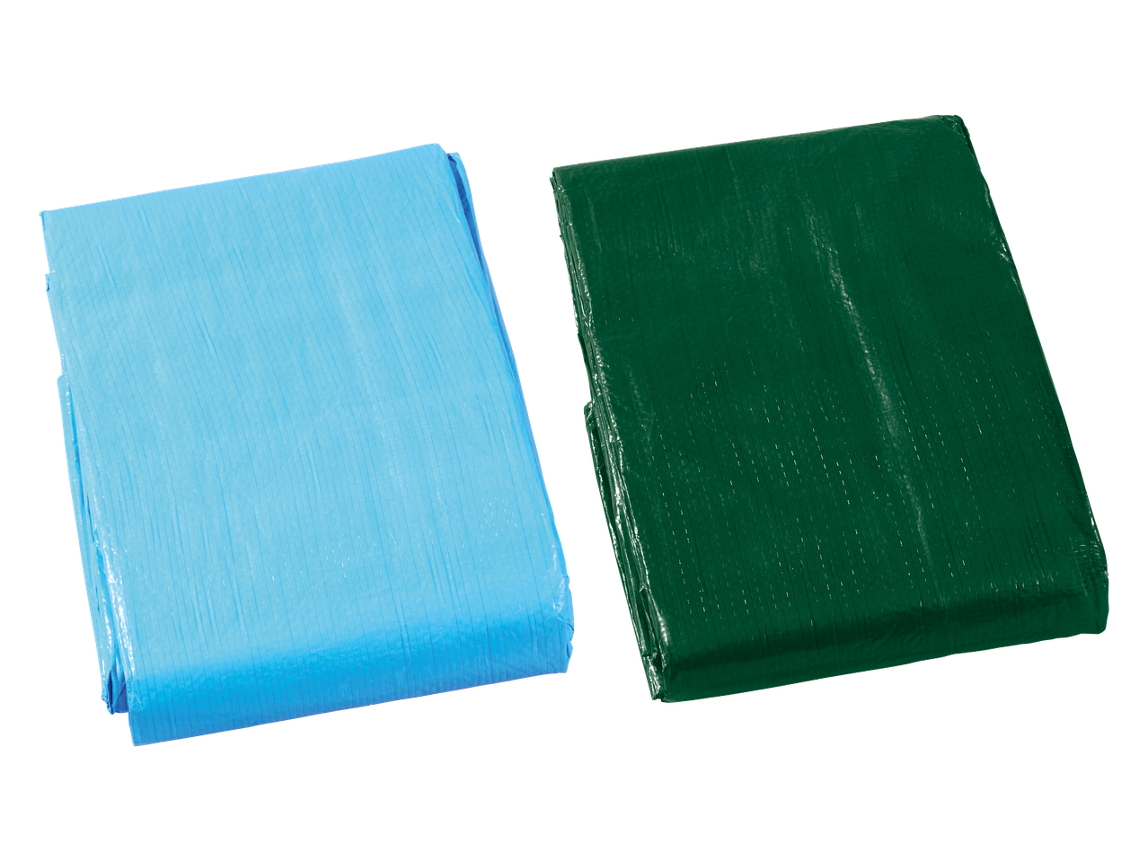 Dve zloženi ponjavi, ena modra in ena zelena, na črnem ozadju.