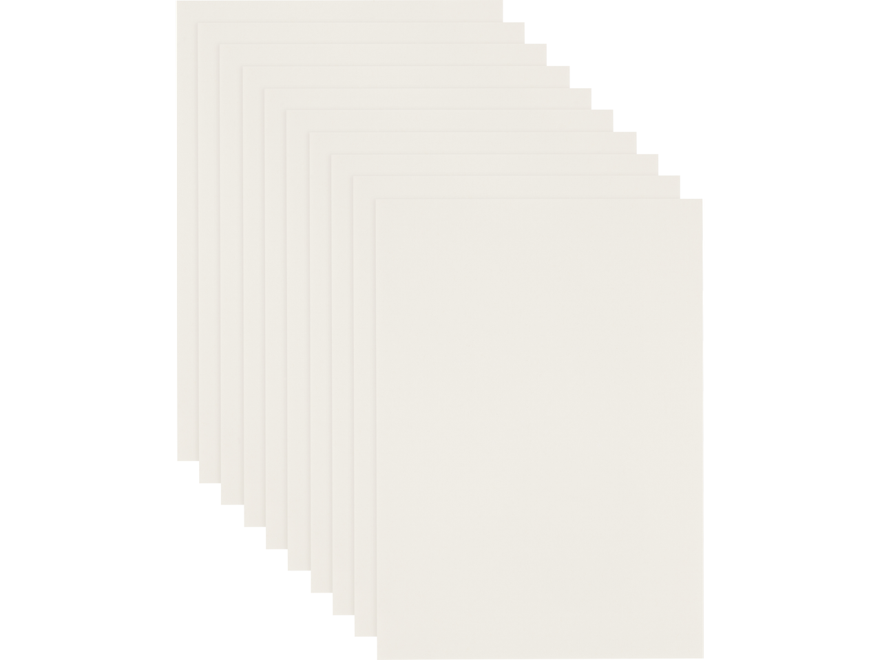 Dez folhas de papel branco empilhadas.