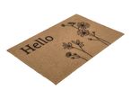 Brown doormat with floral design and 'Hello' text