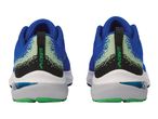 Two blue and green Crivit running shoes, seen from the back.