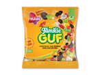 En pose blandet slik med skum, vingummi og lakrids, mærket 'Fun Size' og 'plant pack'.