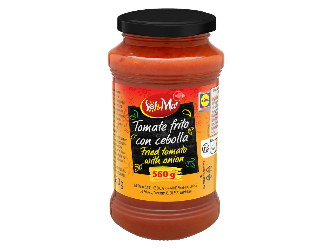 Sauce tomate frite à l'oignon Sol & Mar en pot Lidl.