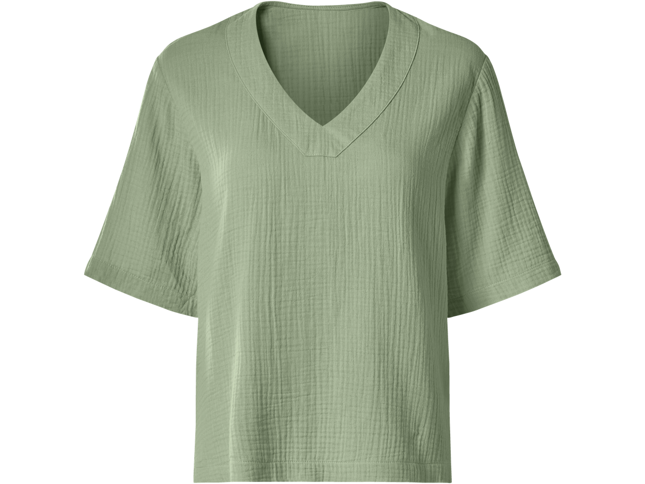 Top de musselina feminino ESMARA com decote em V, verde claro