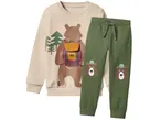 Комплект от суичър и панталон с щампа на мече и дървета