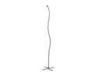 Modern wavy LED floor lamp with a silver finish and a cross-shaped base