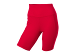 Piros, bordázott, magas derekú női biciklis rövidnadrág.