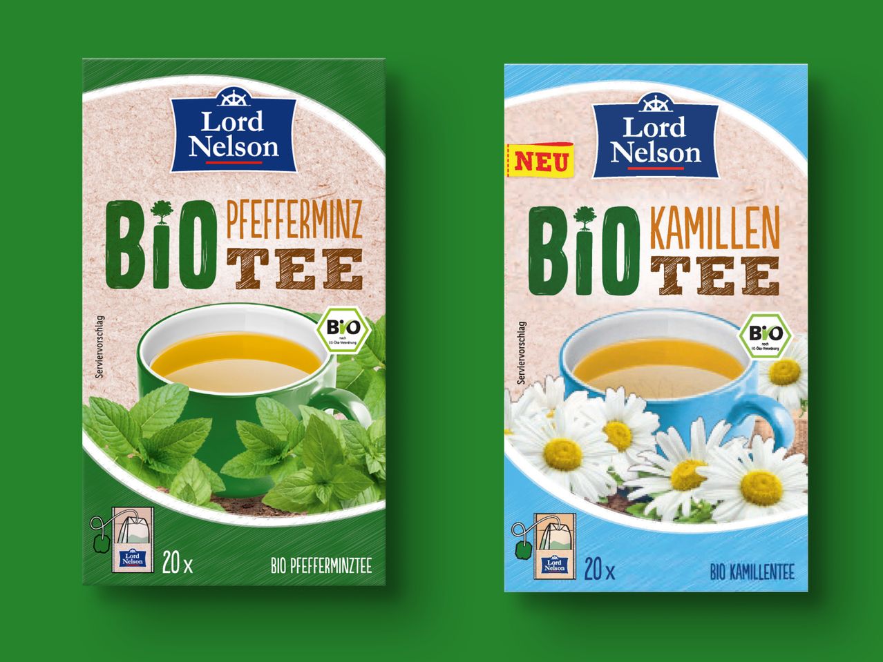 Lord Nelson Bio-Tee: Kamille und Pfefferminz, 20 Beutel.