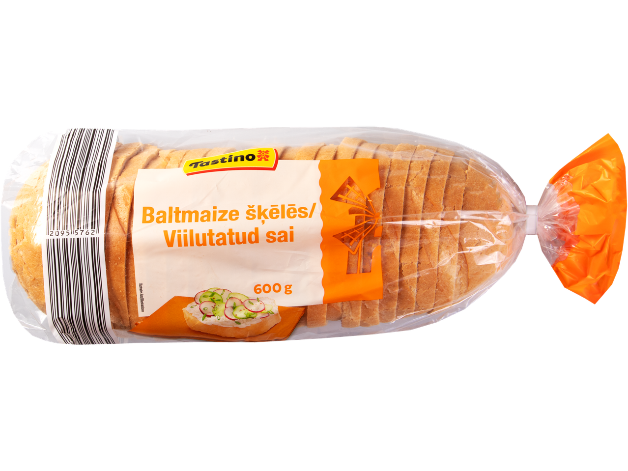 Pakendatud Tastino valge leib, viilutatud ja röstimiseks valmis.