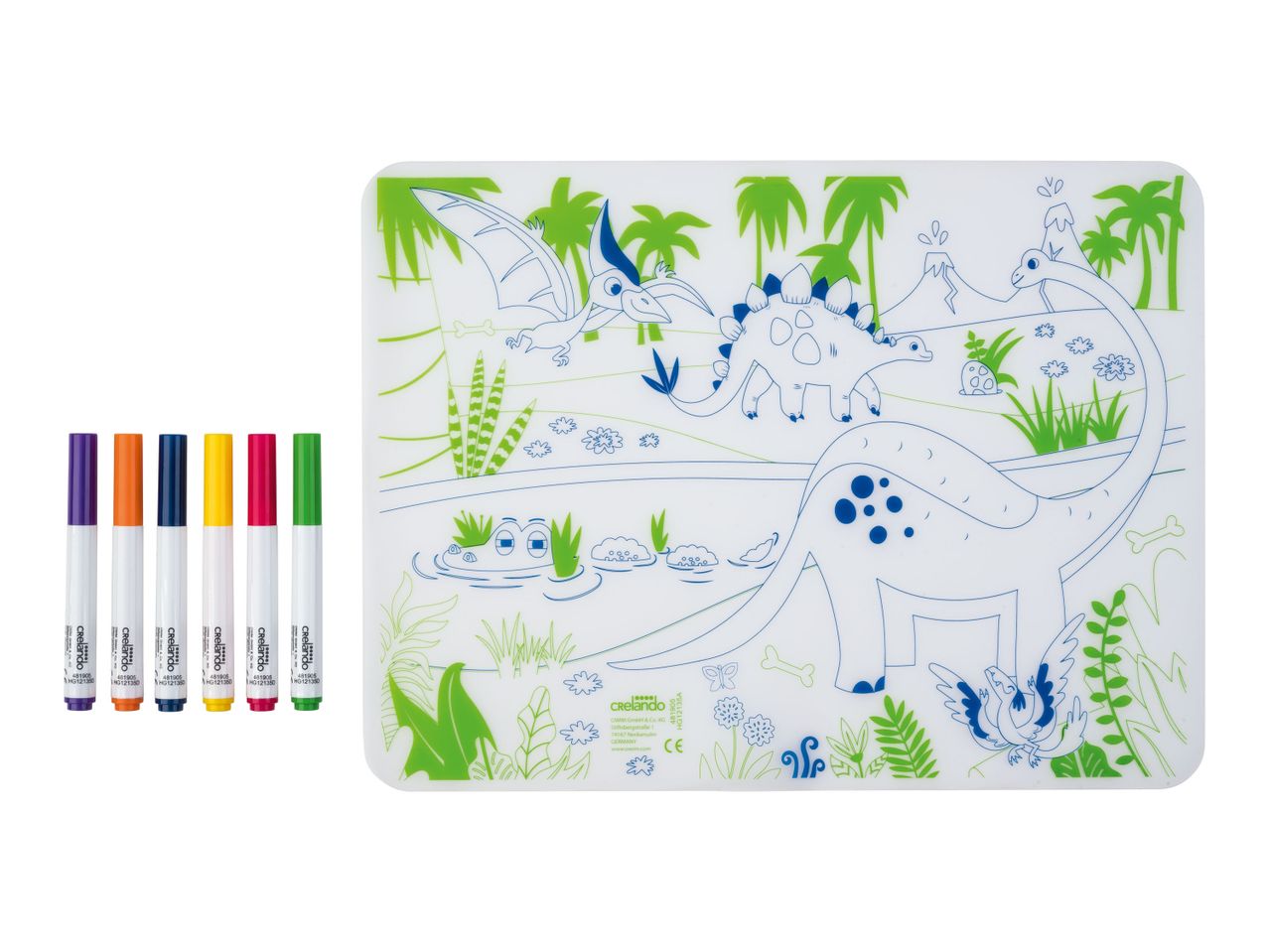 Go to full screen view: Crelando Reusable Colouring Mat - Dino - Image 2