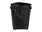 Black garden waste bag with handles, made from woven material.