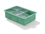 Tabuleiro de cubos de gelo verde SILVERCREST com tampa transparente, cheio de cubos de gelo