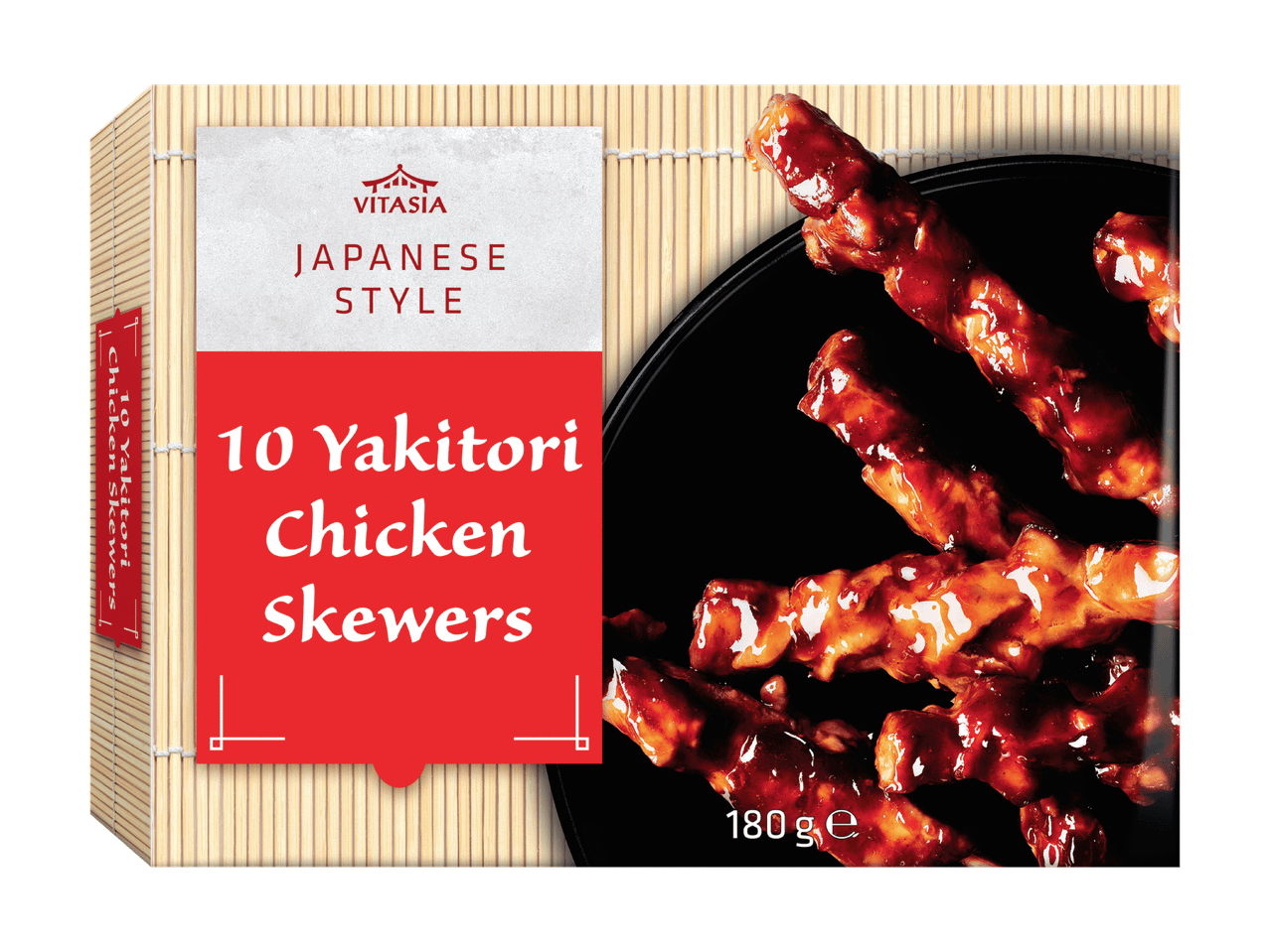 Brochettes de poulet yakitori de style japonais, 10 pièces, 180g.