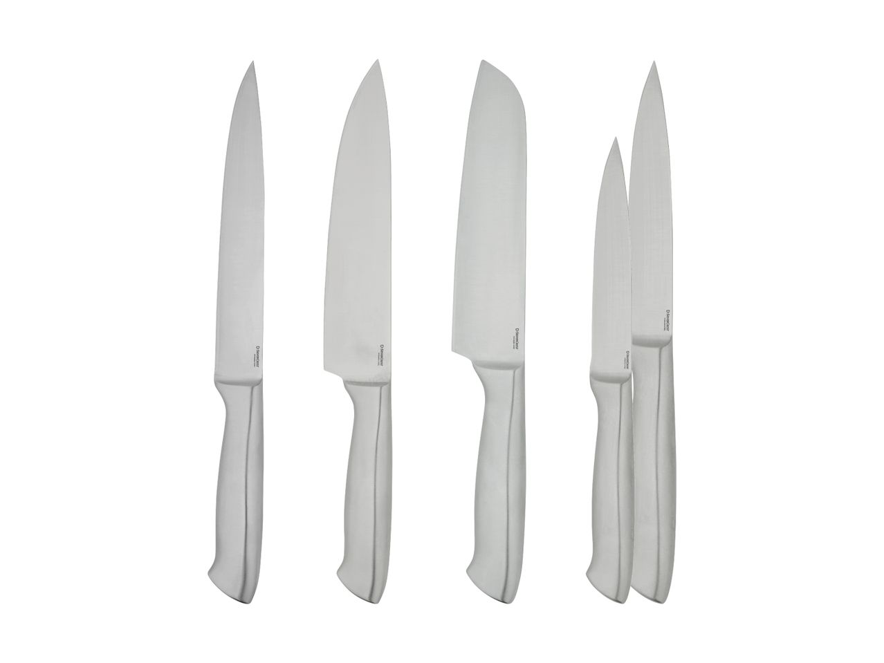 Ensemble de couteaux de cuisine en acier inoxydable, design moderne.
