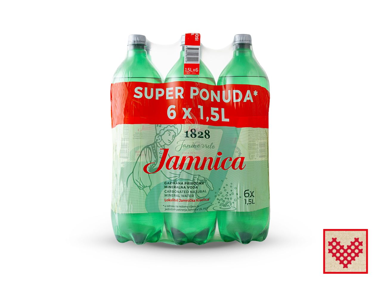 Paket od šest boca gazirane mineralne vode Journala, veličine 1,5L.