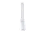 Side view of a white, modern bladeless tower fan